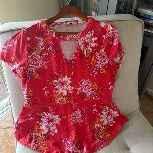 Isaac Mizrahi Scarlet Floral Top